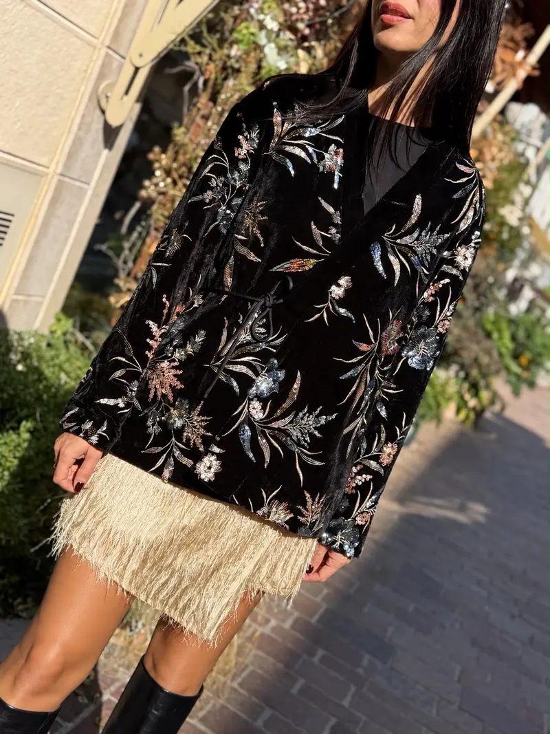 Blazer Kimono Velvet Garden