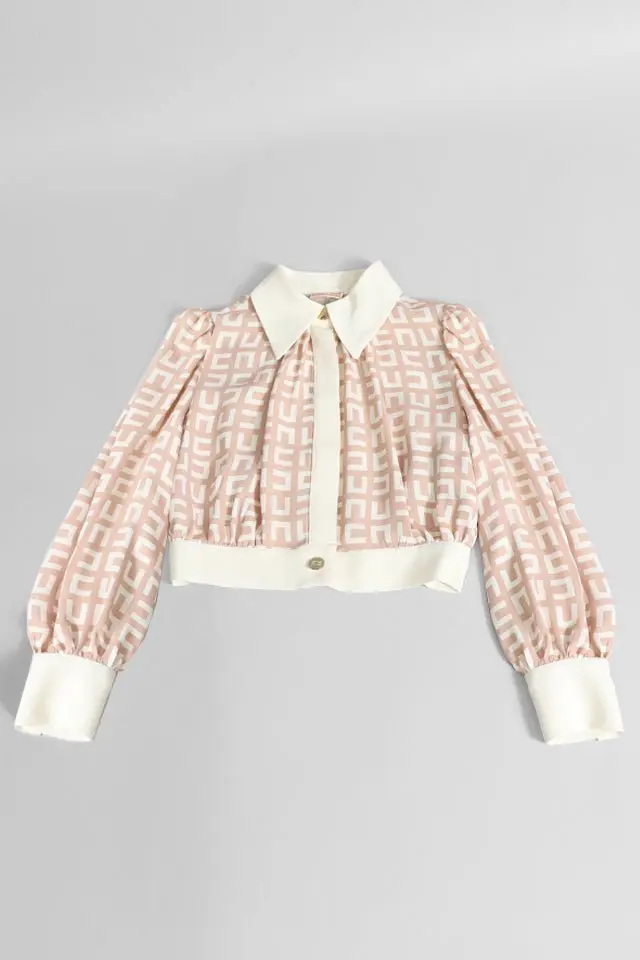 Blusa labirinto Elisabella Franchi rosa e crema