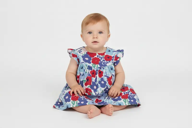 Blusa senza maniche in cotone con stampa a fiori neonata