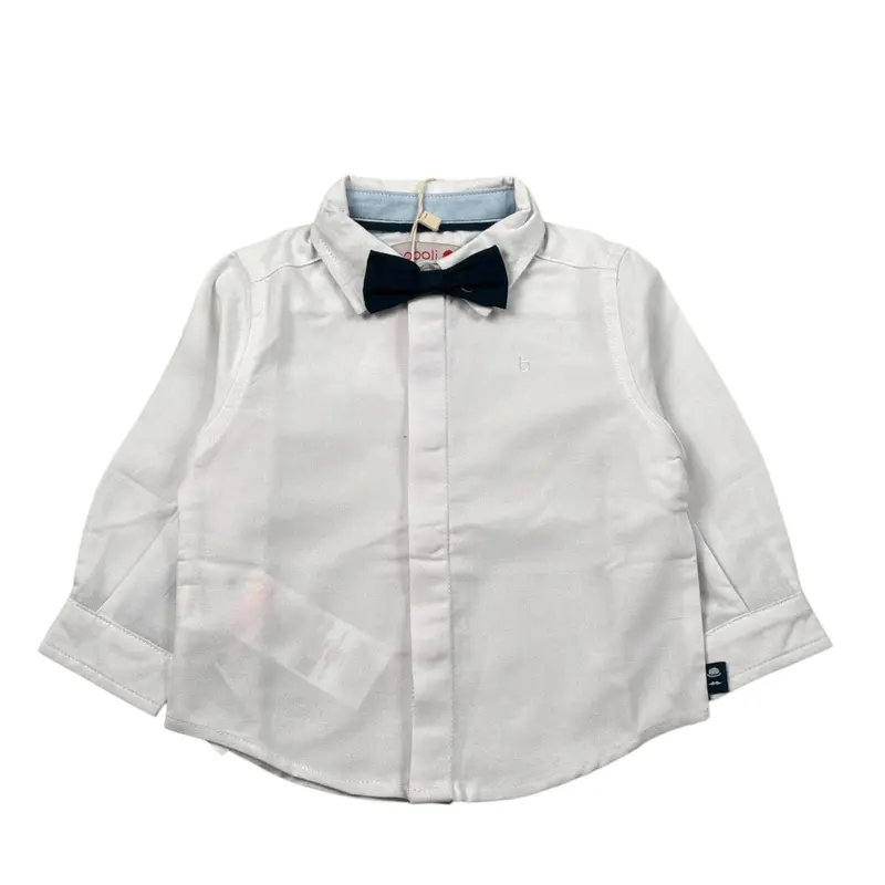 Boboli Camicia Manica Lunga tinta unita con Papillon Bianco per Neonato