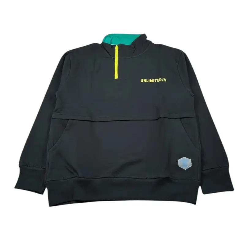 Boboli Felpa Chiusa con Mezza Zip tinta unita Nero per Bambino