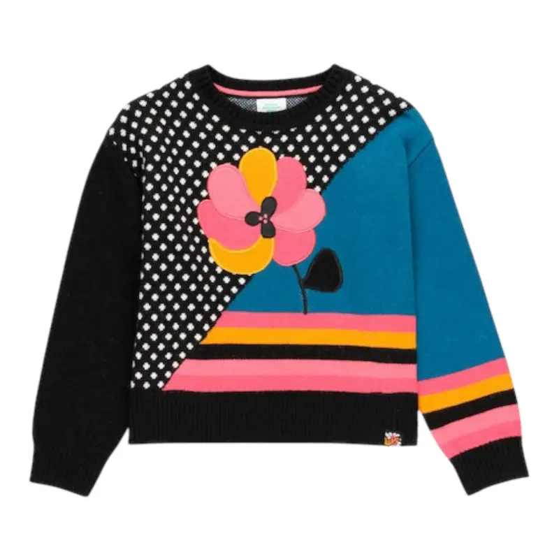 Boboli Maglia Girocollo Stampa Fantasia Multicolor per Bambina