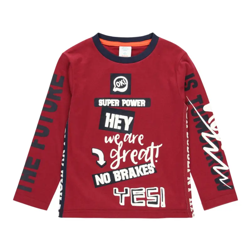 Boboli Shirt Girocollo tinta unita Cn Stampa Rosso per Bambino