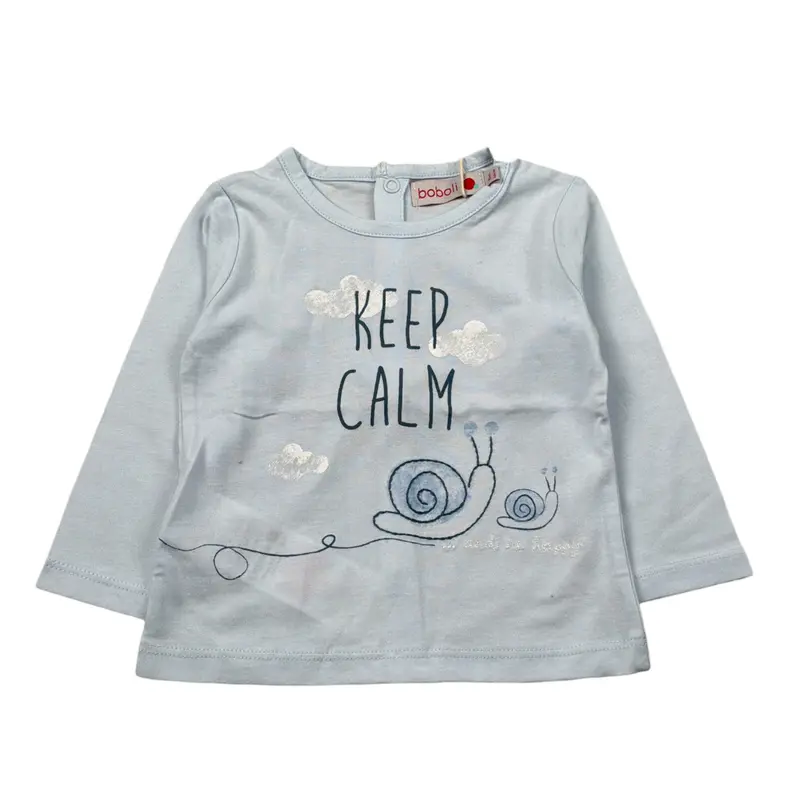 Boboli Shirt Girocollo tinta unita con Stampa Azzurro per Neonato