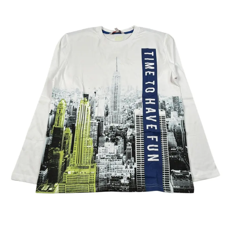 Boboli Shirt Girocollo tinta unita con Stampa Bianco per Bambino