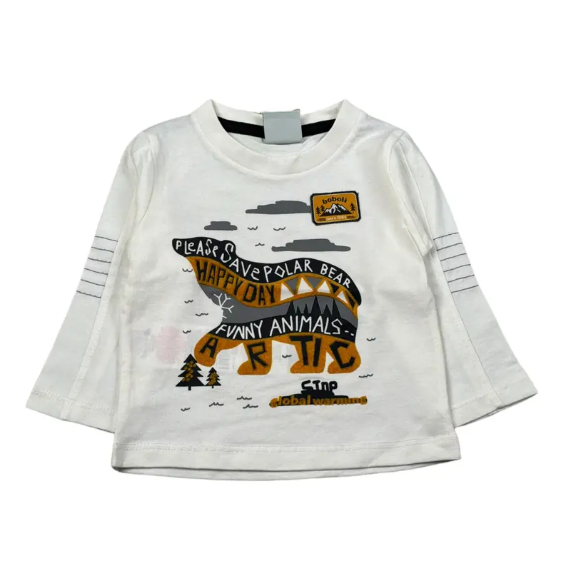 Boboli Shirt Girocollo tinta unita con Stampa Bianco per Neonato