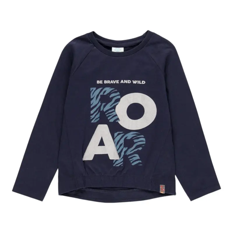 Boboli Shirt Girocollo tinta unita con Stampa Blu per Bambina