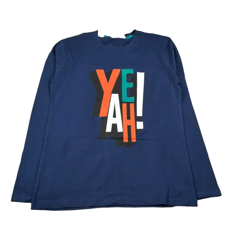 Boboli Shirt Girocollo tinta unita con Stampa Blu per Bambino