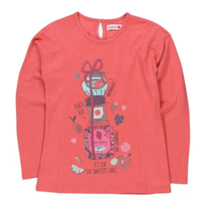 Boboli Shirt Girocollo tinta unita con Stampa Corallo per Bambina