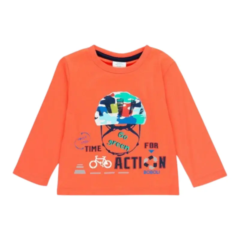 Boboli Shirt Girocollo tinta unita con Stampa Corallo per Neonato