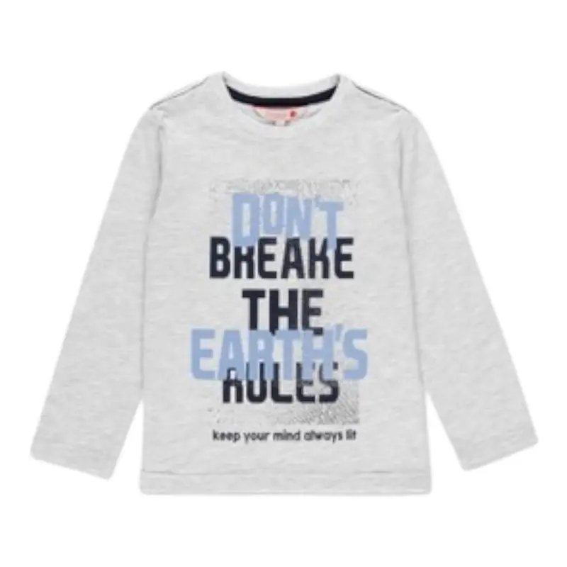Boboli Shirt Girocollo tinta unita con Stampa Grigio per Bambino