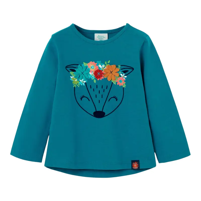 Boboli Shirt Girocollo tinta unita con Stampa Petrolio per Neonata