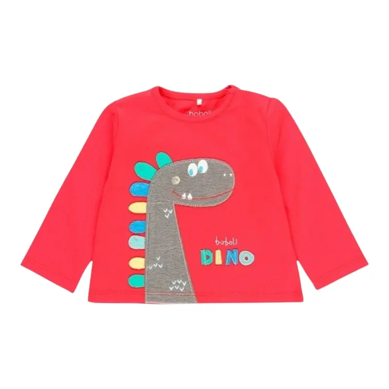 Boboli Shirt Girocollo tinta unita con Stampa Rosso per Neonato