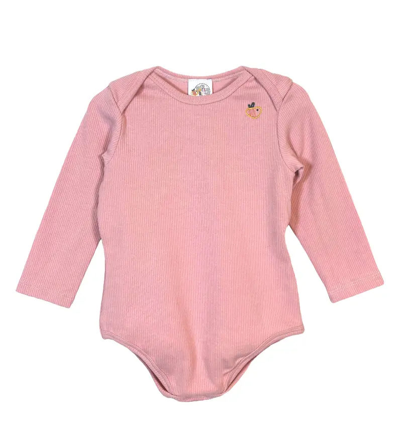 Body in cotone biologico a costine - Rosa