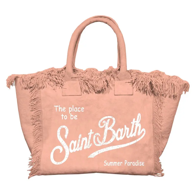 BORSA MC2 SAINT BARTH IN CANVAS COLOR SALMONE CON LOGO BIANCO