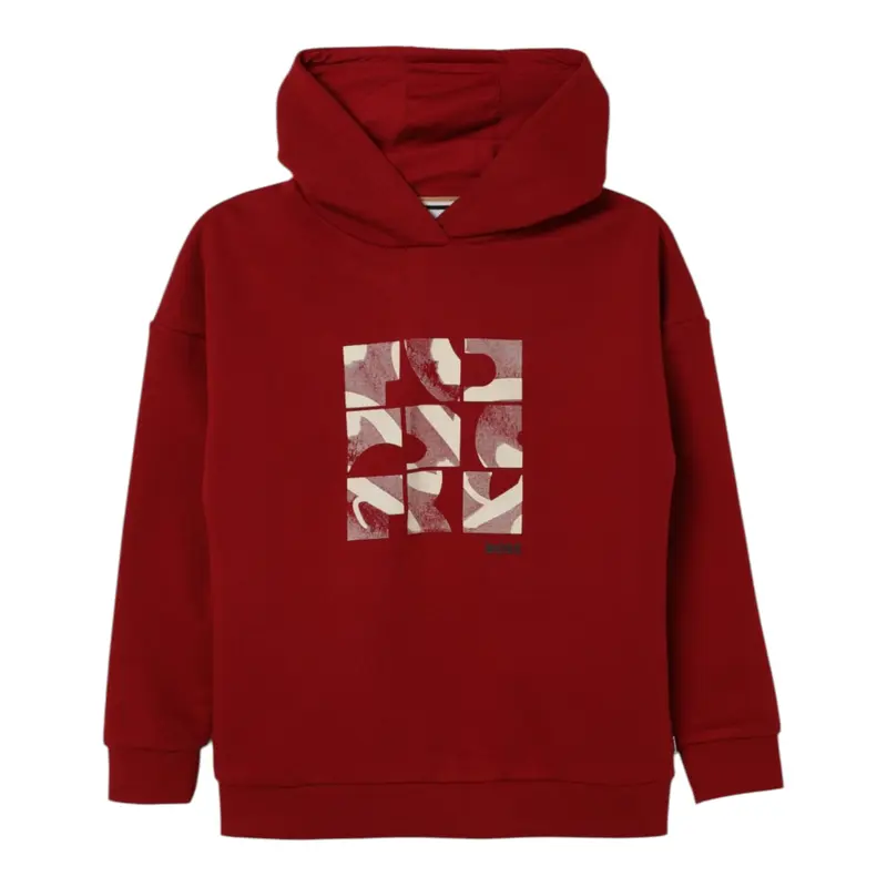 Boss Felpa tinta unita con Cappuccio Rosso per Bambino