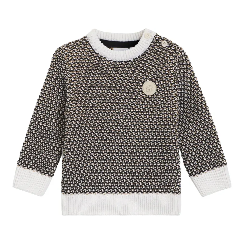 Boss Maglia tinta unita con Microfantasia Nero per Bambino