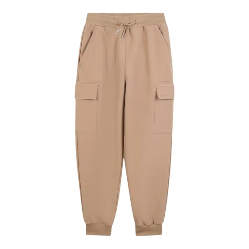 Boss Pantalone tinta unita con Elastico In Vita Beige per Bambino