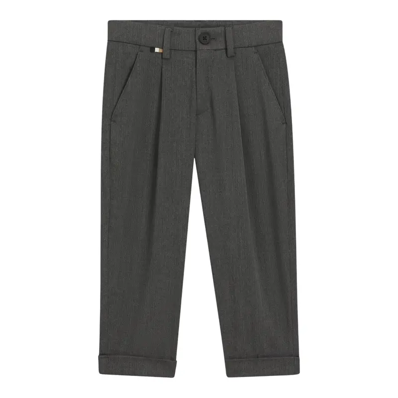 Boss Pantalone tinta unita con Girovita Regolabile Grigio per Bambino