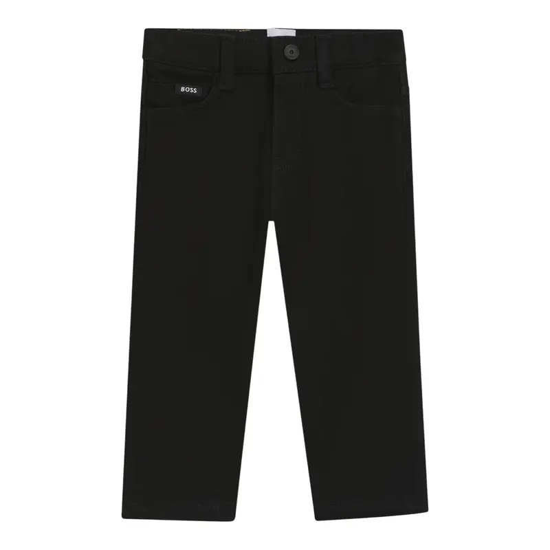 Boss Pantalone tinta unita con Girovita Regolabile Nero per Bambino