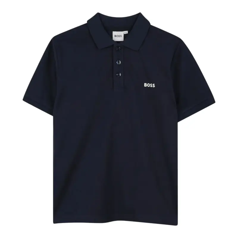 Boss Polo tinta unita con Logo Blu per Bambino