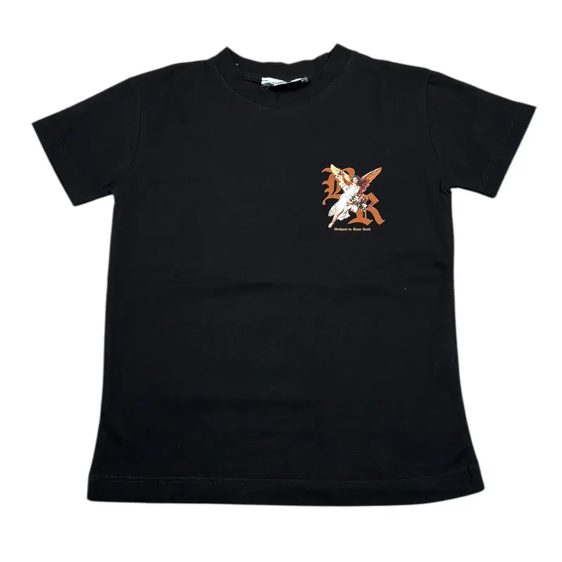 Brian Rush T-Shirt Girocollo tinta unita con Stampa Nero per Bambina