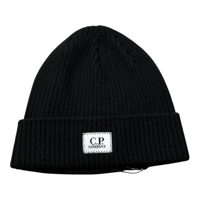 C.P. Company Cappello tinta unita con Logo Nero per Bambino