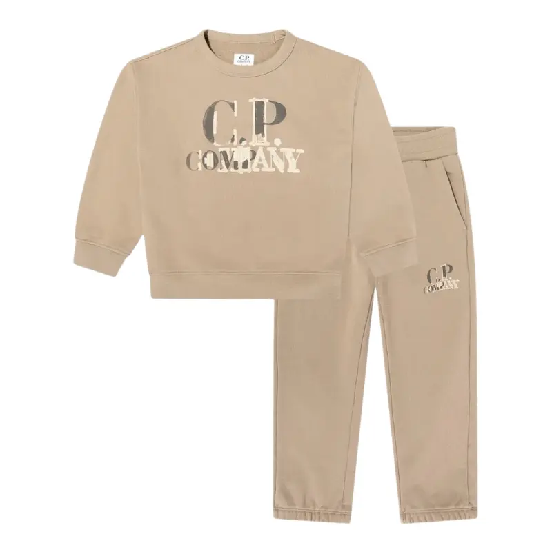 C.P. Company Completo 2 Pezzi Felpa-Pantalone tinta unita Beige per Bambino