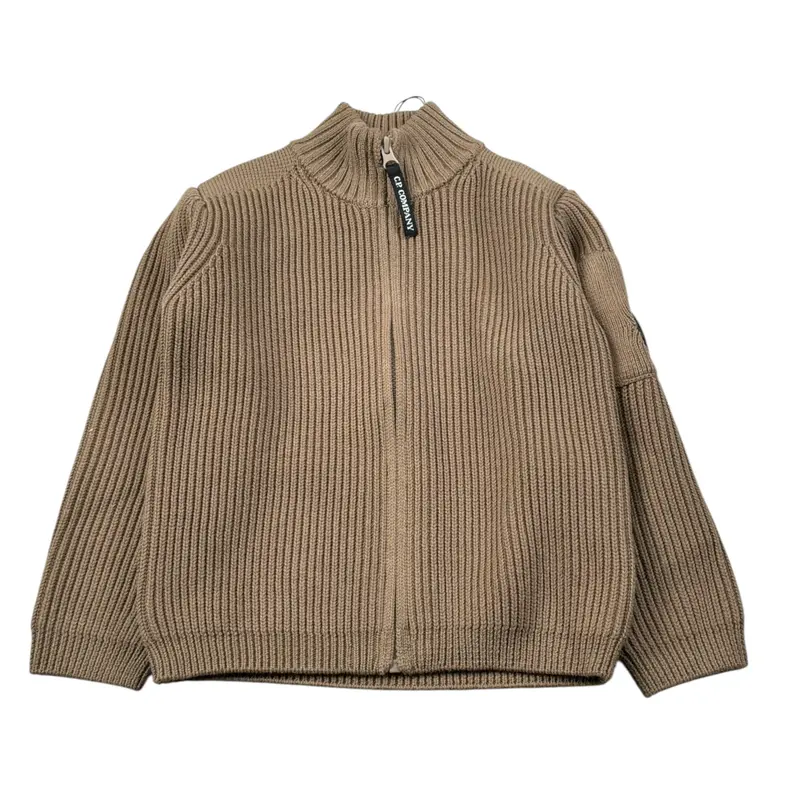 C.P. Company Maglia tinta unita con Zip Beige per Bambino
