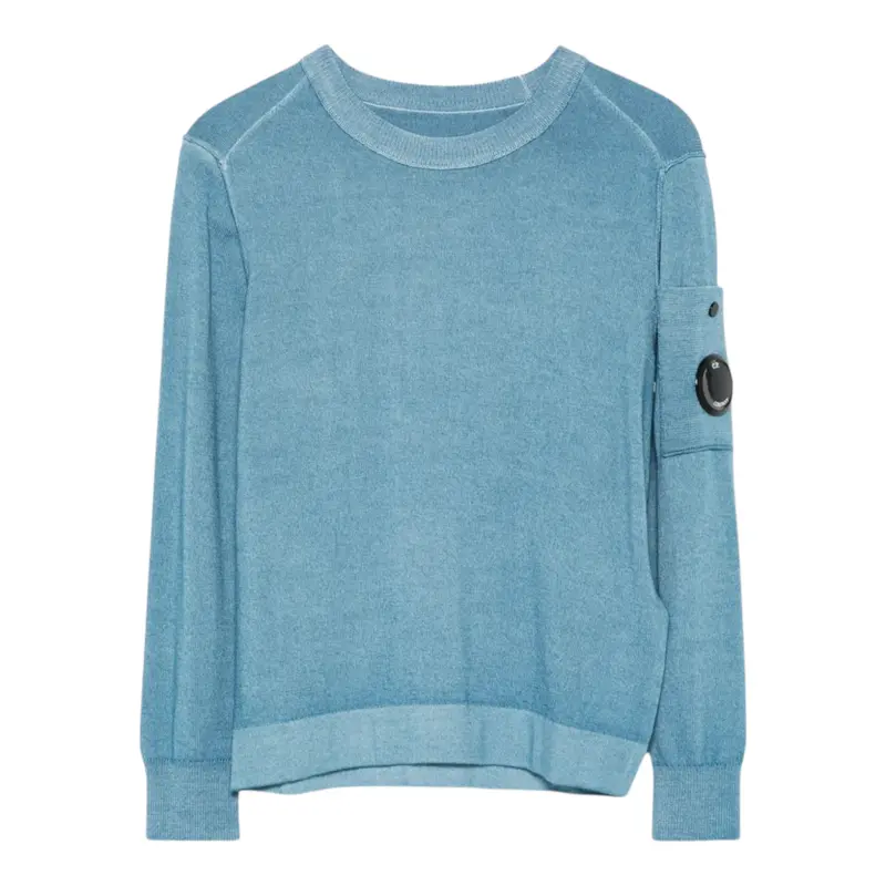 C.P. Company Maglia tinta unita Girocollo Azzurro per Bambino