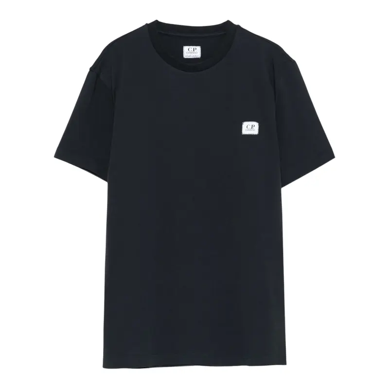 C.P. Company T-Shirt Girocollo tinta unita con Logo Nero per Bambino