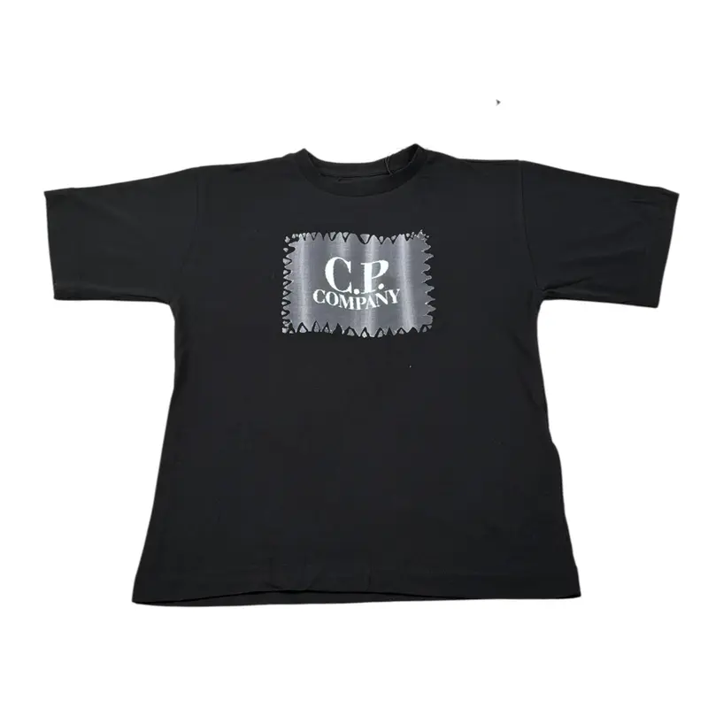 C.P. Company T-Shirt Girocollo tinta unita con Stampa Nero per Bambino