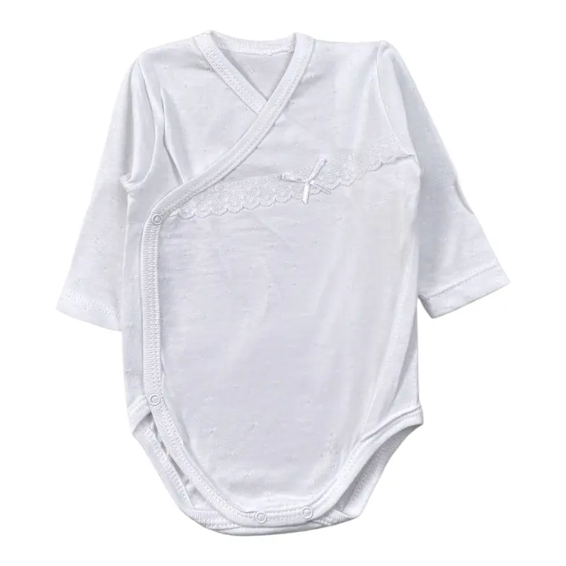 Calamaro Body tinta unita con Ricami Bianco per Neonata