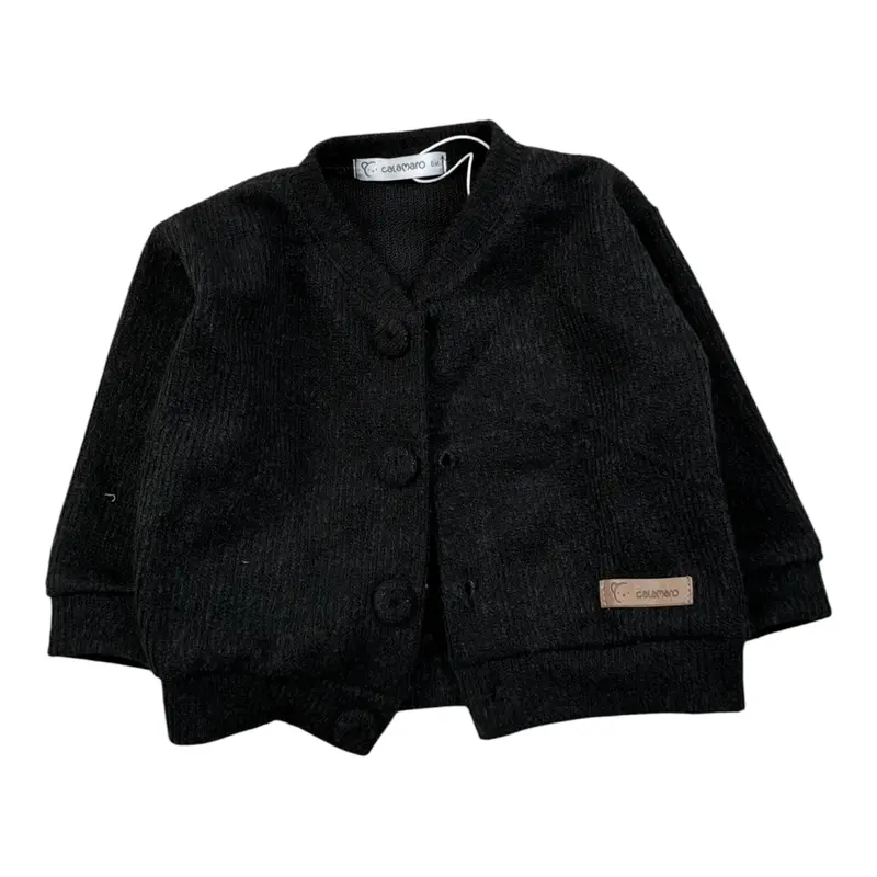 Calamaro Cardigan tinta unita con Logo Nero per Neonato