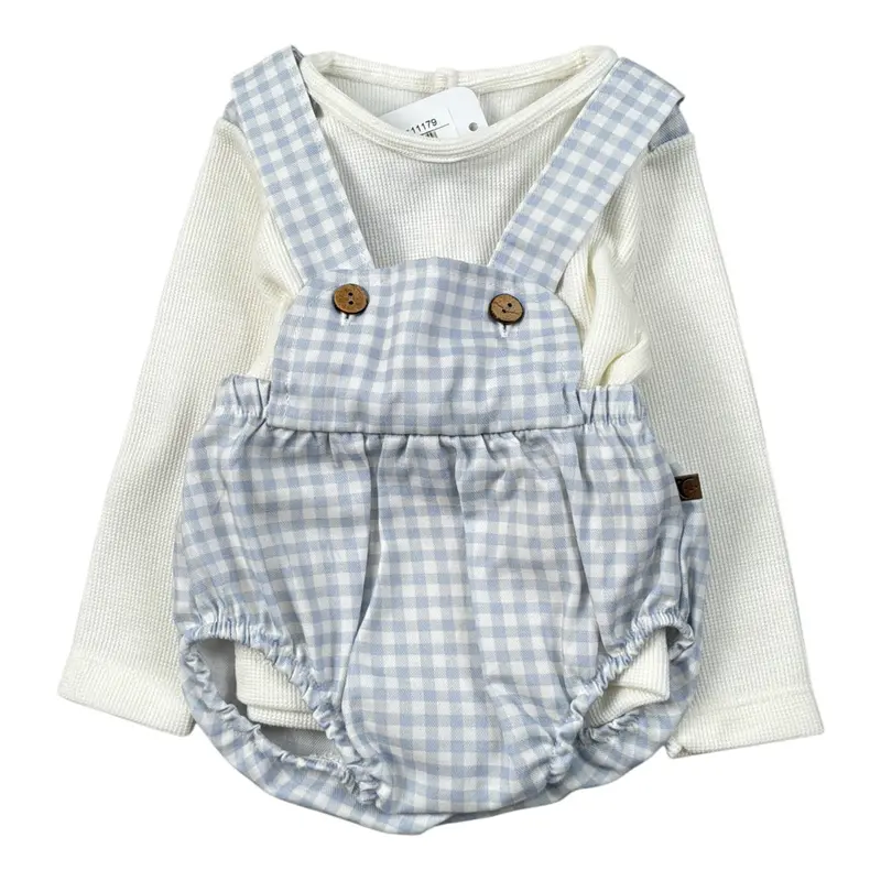 Calamaro Completo 2Pz Maglia-Salopette Azzurro per Neonata