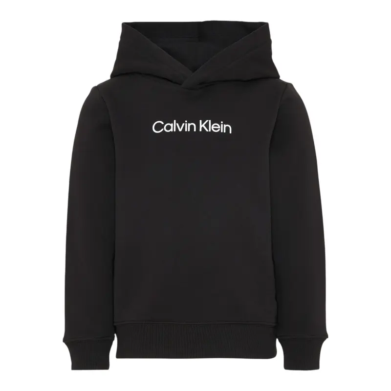 Calvin Klein Felpa Chiusa con Cappuccio tinta unita Nero per Bambino