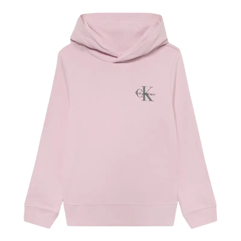 Calvin Klein Felpa Chiusa con Cappuccio tinta unita Rosa per Bambina