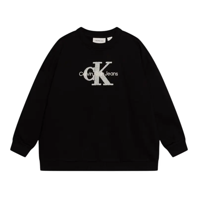 Calvin Klein Felpa tinta unita con Logo Nero per Bambina