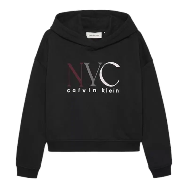 Calvin Klein Felpa tinta unita con Stampa Nero per Bambina