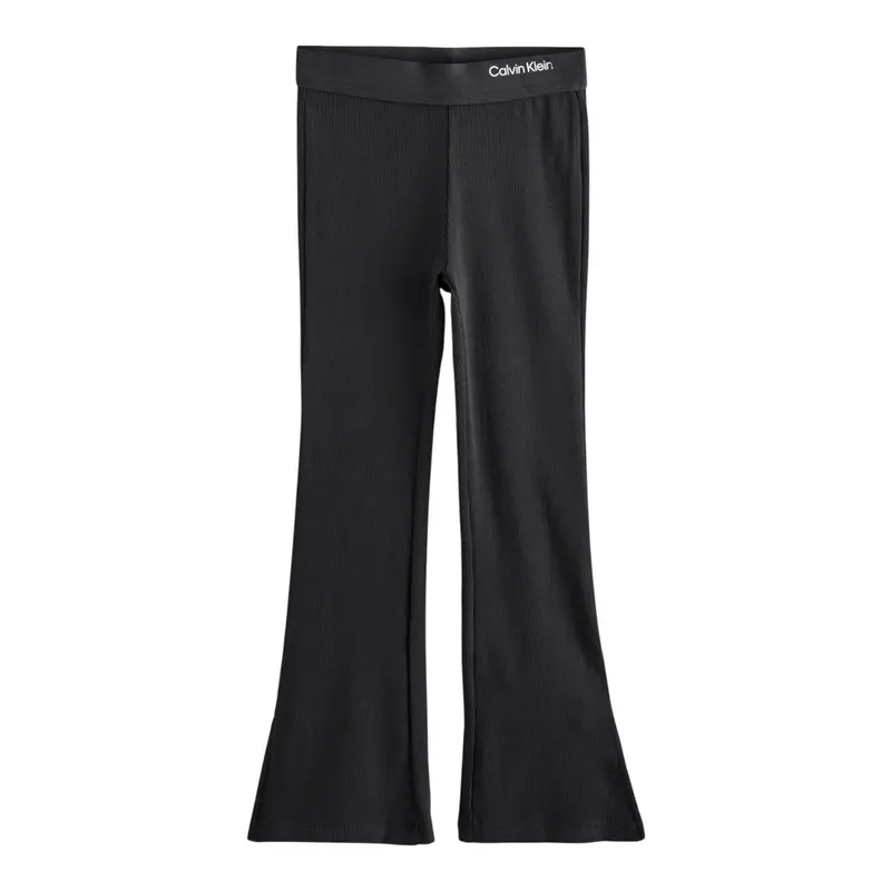 Calvin Klein Leggins tinta unita con Logo Modello Zampa Nero per Bambina