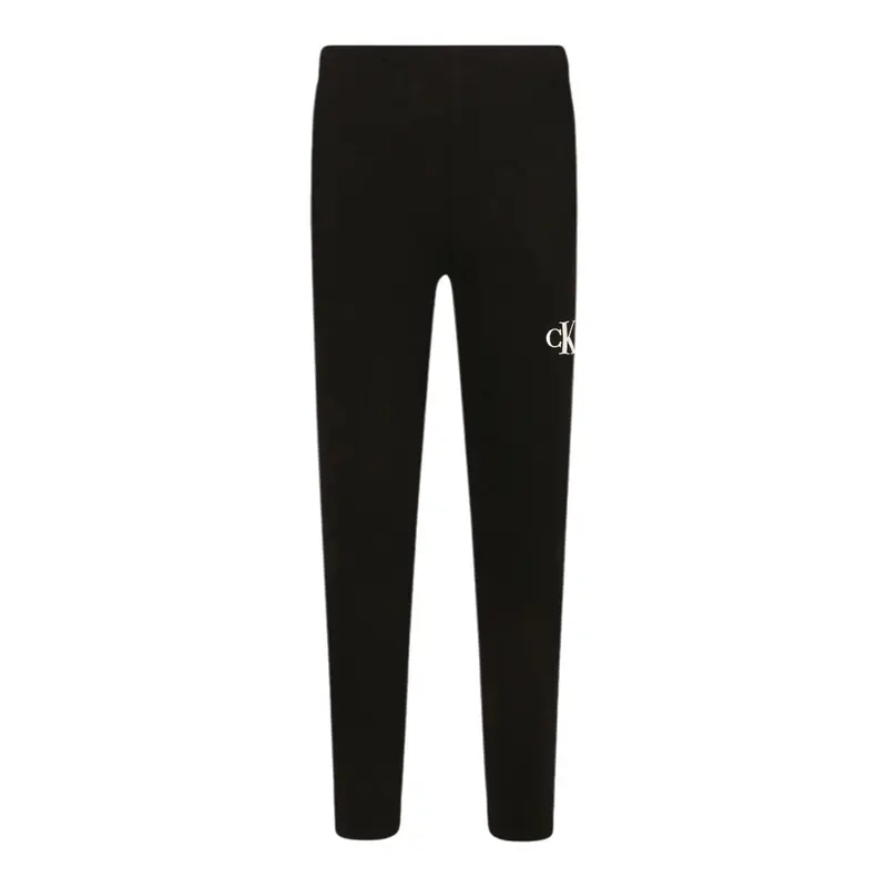 Calvin Klein Leggins tinta unita con Logo Nero per Bambina