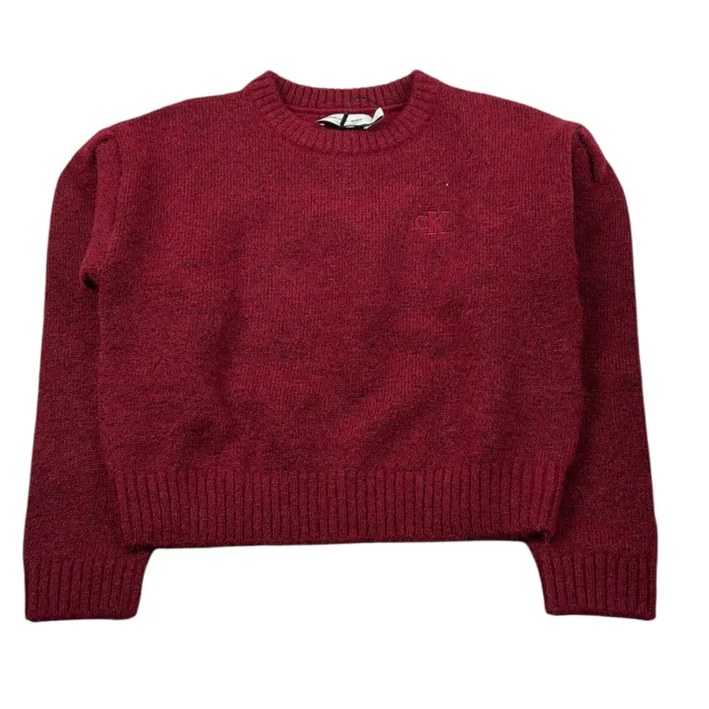 Calvin Klein Maglia Girocollo tinta unita con Logo Bordeaux per Bambina