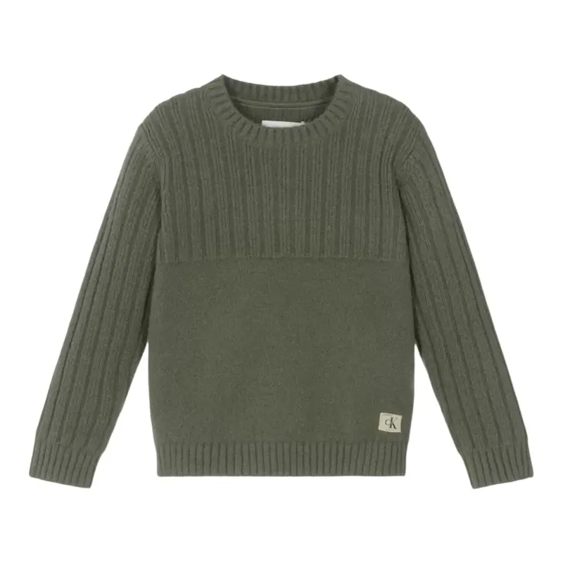 Calvin Klein Maglia Girocollo tinta unita Verde per Bambino
