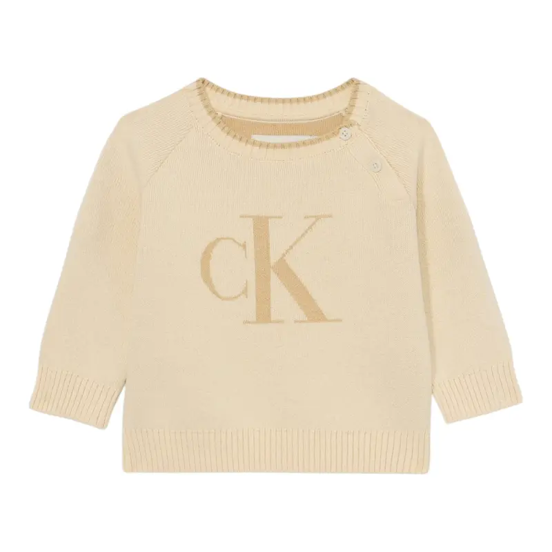 Calvin Klein Maglia tinta unita con Logo Beige per Neonato