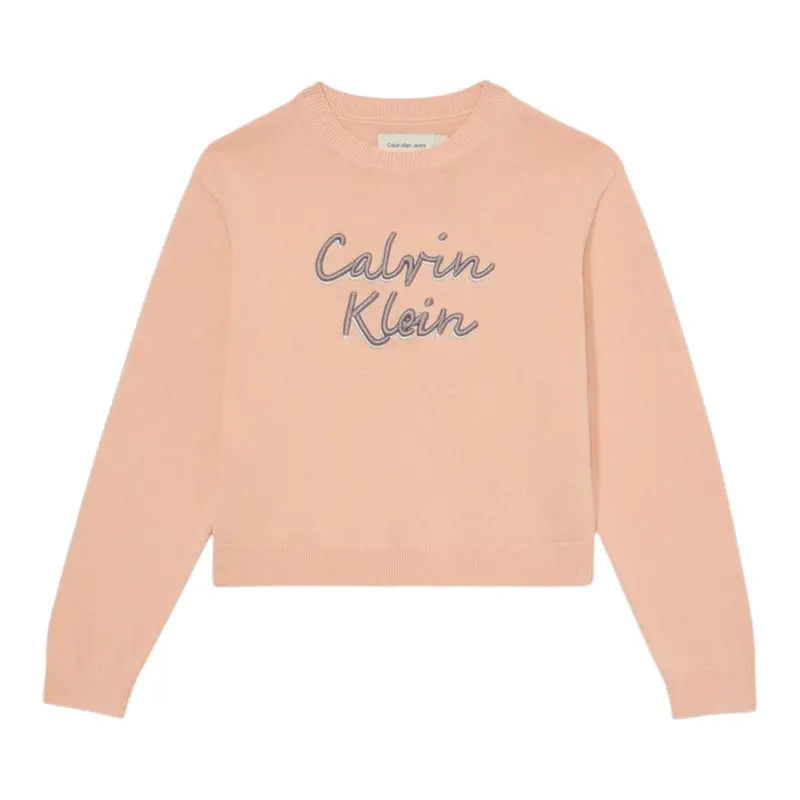Calvin Klein Maglia tinta unita con Stampa Rosa per Bambina