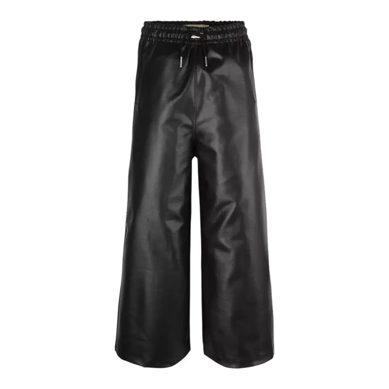 Calvin Klein Pantalone In Ecopelle tinta unita con Elastico In Vita Nero per Bambina