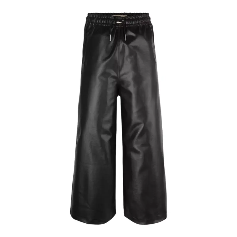 Calvin Klein Pantalone In Ecopelle tinta unita con Elastico In Vita Nero per Bambina