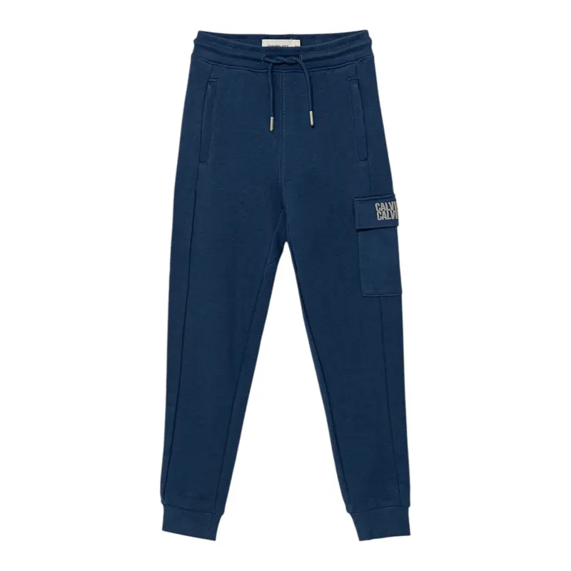 Calvin Klein Pantalone tinta unita con Logo Blu per Bambino