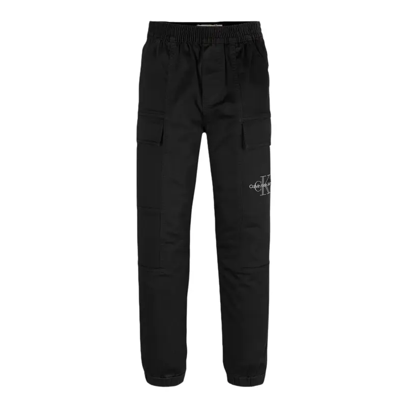 Calvin Klein Pantalone tinta unita con Logo Nero per Bambino