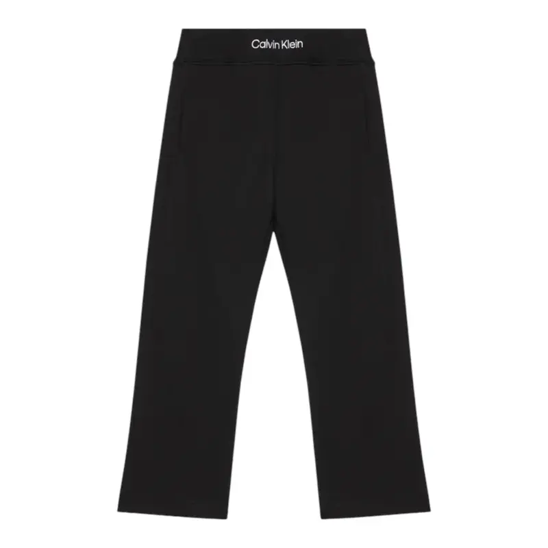 Calvin Klein Pantalone Tuta tinta unita con Logo Nero per Bambina